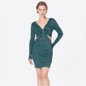 NWT- Abercrombie & Fitch Teal Shimmer Long Sleeve Sweater Dress